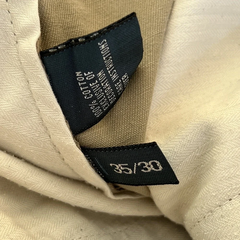 VTG Polo Ralph Lauren Ethan Pant Pleated Chino Khaki Cotton Men 35x30